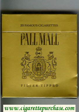 Pall Mall Famous Cigarettes Filter Tipped gold 100s cigarettes wide flat hard box